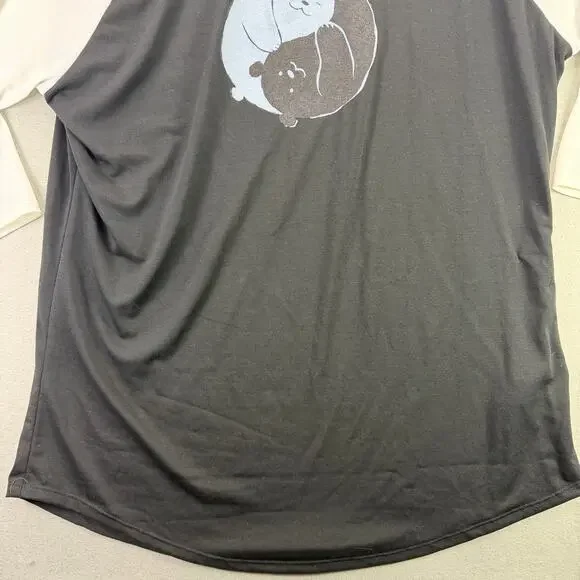 LuLaRoe We Bare Bears Yin Yang Raglan T-Shirt Black/White Women’s 2XL - Picture 4 of 10